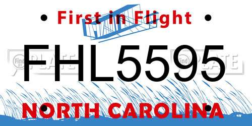 FHL5595 North Carolina License Plate
