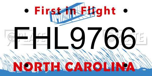 FHL9766 North Carolina License Plate
