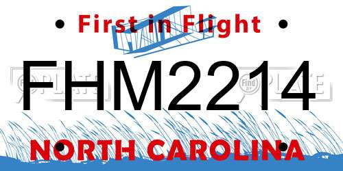 FHM2214 North Carolina License Plate