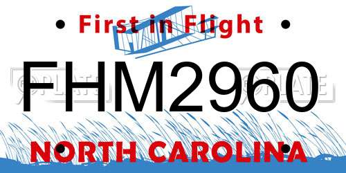 FHM2960 North Carolina License Plate