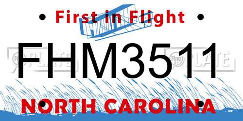 FHM3511 North Carolina License Plate