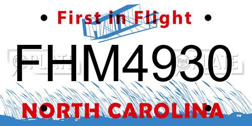 FHM4930 North Carolina License Plate