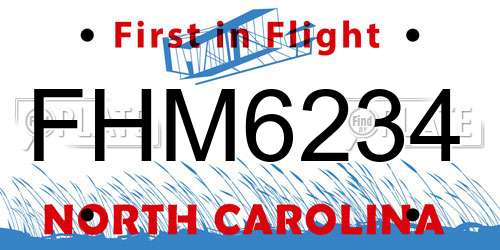 FHM6234 North Carolina License Plate