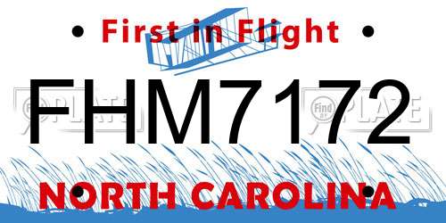 FHM7172 North Carolina License Plate