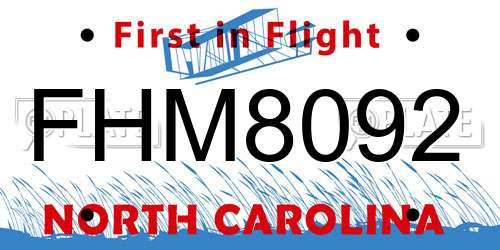 FHM8092 North Carolina License Plate