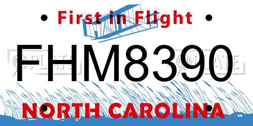FHM8390 North Carolina License Plate