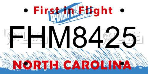 FHM8425 North Carolina License Plate