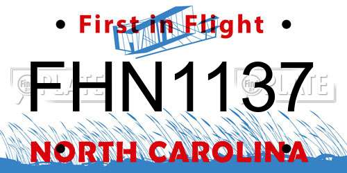 FHN1137 North Carolina License Plate