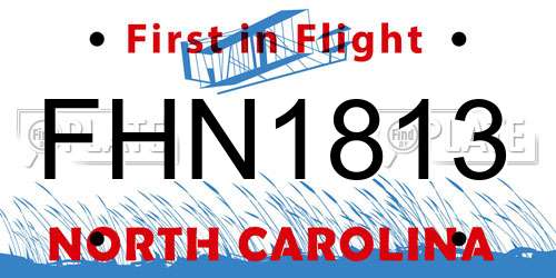 FHN1813 North Carolina License Plate
