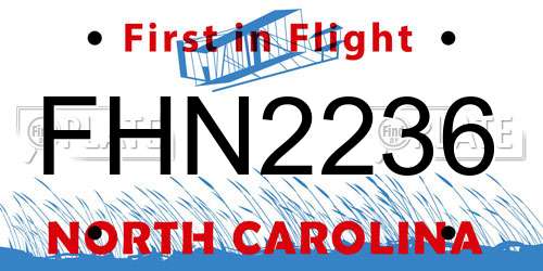 FHN2236 North Carolina License Plate