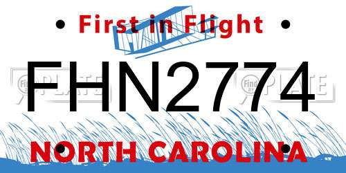 FHN2774 North Carolina License Plate