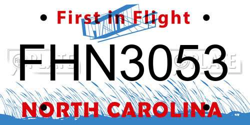 FHN3053 North Carolina License Plate