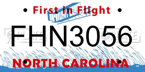 FHN3056 North Carolina License Plate