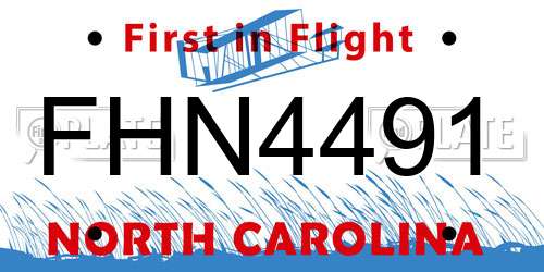FHN4491 North Carolina License Plate