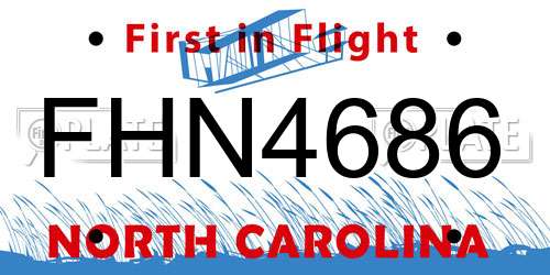 FHN4686 North Carolina License Plate