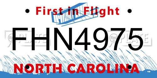 FHN4975 North Carolina License Plate