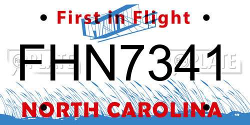 FHN7341 North Carolina License Plate