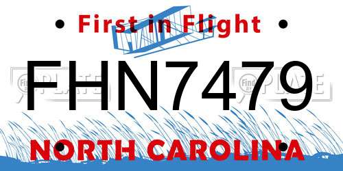 FHN7479 North Carolina License Plate