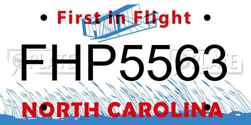 FHP5563 North Carolina License Plate