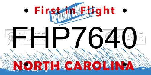 FHP7640 North Carolina License Plate