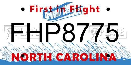 FHP8775 North Carolina License Plate