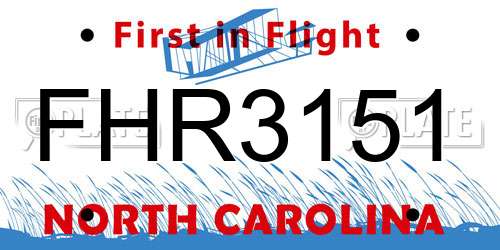 FHR3151 North Carolina License Plate