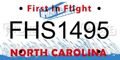 FHS1495 North Carolina License Plate