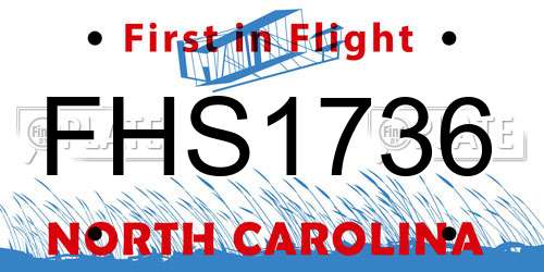 FHS1736 North Carolina License Plate