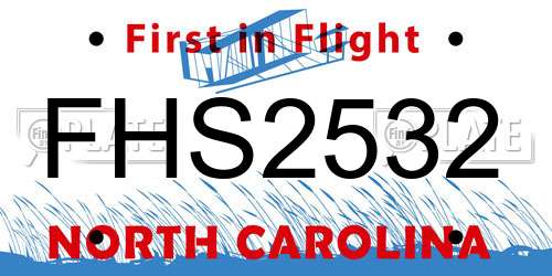 FHS2532 North Carolina License Plate