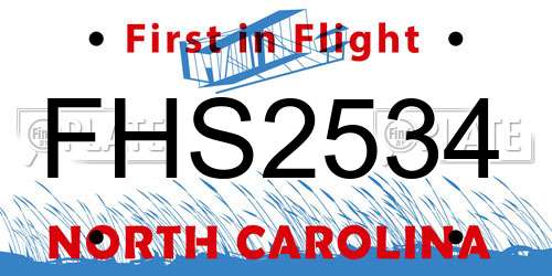 FHS2534 North Carolina License Plate