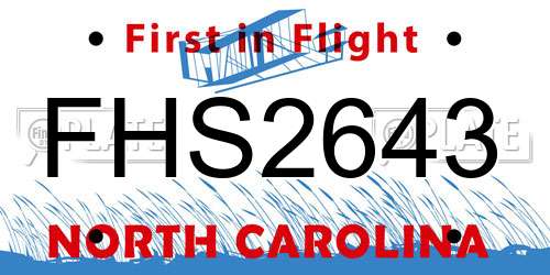 FHS2643 North Carolina License Plate