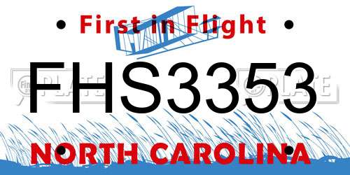 FHS3353 North Carolina License Plate