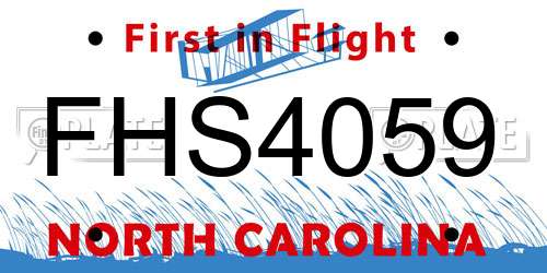 FHS4059 North Carolina License Plate