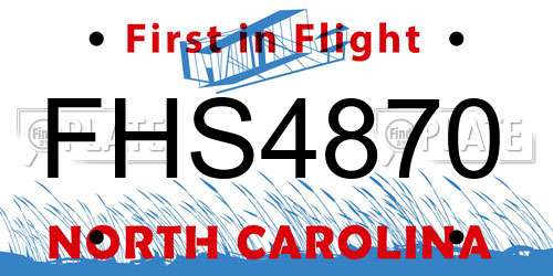 FHS4870 North Carolina License Plate