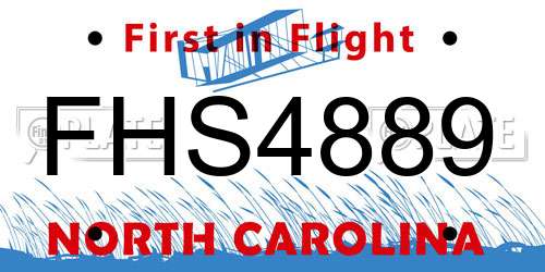 FHS4889 North Carolina License Plate