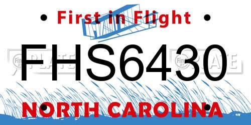 FHS6430 North Carolina License Plate