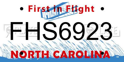 FHS6923 North Carolina License Plate