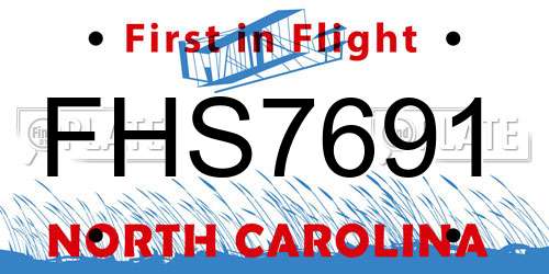 FHS7691 North Carolina License Plate