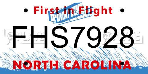 FHS7928 North Carolina License Plate