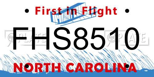 FHS8510 North Carolina License Plate