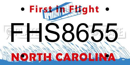 FHS8655 North Carolina License Plate