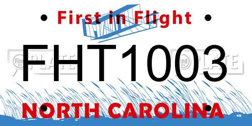 FHT1003 North Carolina License Plate