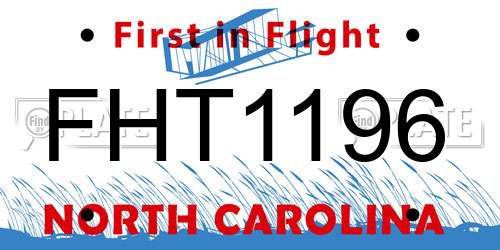 FHT1196 North Carolina License Plate