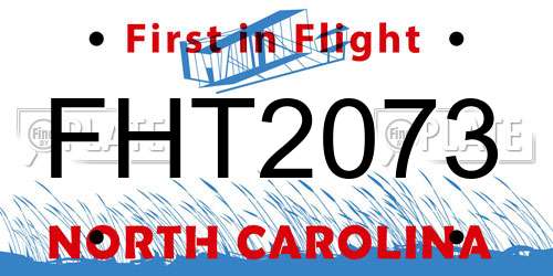 FHT2073 North Carolina License Plate