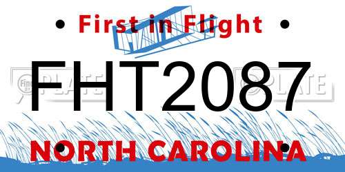 FHT2087 North Carolina License Plate