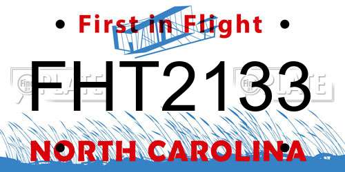 FHT2133 North Carolina License Plate