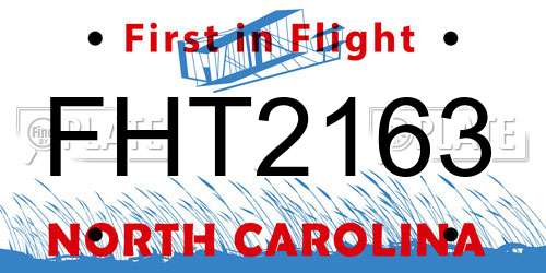 FHT2163 North Carolina License Plate
