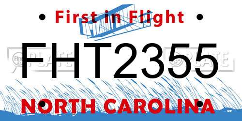 FHT2355 North Carolina License Plate
