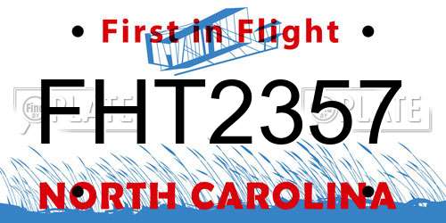 FHT2357 North Carolina License Plate