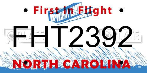 FHT2392 North Carolina License Plate